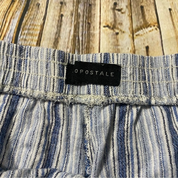 Aeropostale Blue White Striped Tassel Linen Blend Shorts - Picture 4 of 5